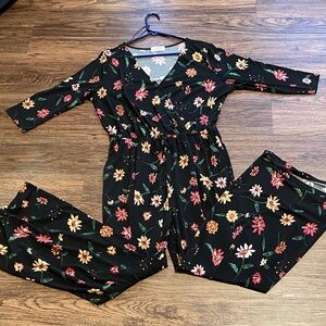 Kaileigh Floral Black Jumpsuit with Pockets